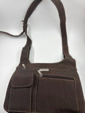 Eddie Bauer Brown Nylon Crossbody Bag with Adjustable Strap